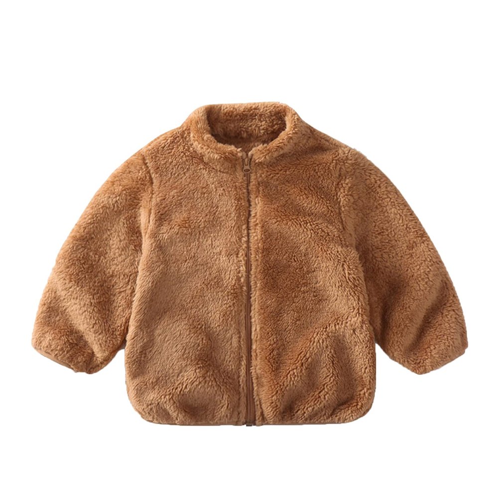 Betadog Girls Sweatshirt Zip Up Faux Shearling Teddy Jacket Coat Teddy Coat Warm Winter Outwear Fall (Brown, 3-4 Years)