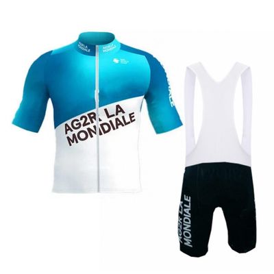2024 Pro Team AG2R France Tour Cycling Jersey Set For Men,Breathable MTB Bike Shirt Bib Short Kits GEL Paddad (S)