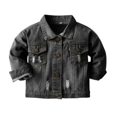 Betadog Toddler Girl's Long Sleeve Button Up Denim Shirt Jacket Boys Vintage Washed Basic Denim (Black, 6-7 Years)