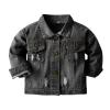 Betadog Toddler Girl's Long Sleeve Button Up Denim Shirt Jacket Boys Vintage Washed Basic Denim (Black, 6-7 Years)