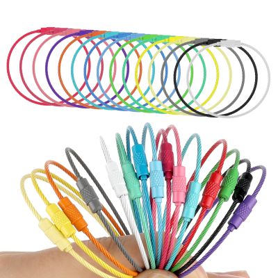 15 Pack Stainless Steel Wire Keychains Metal Luggage Tag Loops Wire Keychain Cable Wire Rings Key Tags with Ring Key Chain Rings for Crafts Pull Apart Key Chain for Luggage Tags Tag Keepers Key Fobs