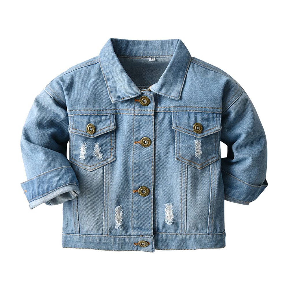 Betadog Girl/Boy Jean Jacket,Stone Washed Soft Denim Outfits 310 Years Big Girls Embroider Denim (Blue, 5-6 Years)