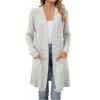 Cardigan Sweaters for Women Lightweight, Fall Outfits for Women 2024 Long Sleeve Draped Open Front Waterfall Sweater Coat Basic Solid Knitwear Jumpers Outerwear Tops with Pockets Grey view 1