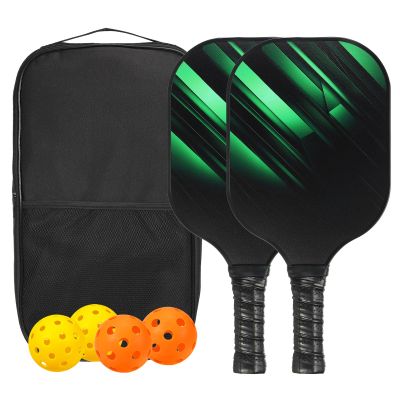 PATIKIL Pickleball Paddles Set, USAPA Approved Fiberglass Surface Pickleball Rackets with Overgrip, 2 Paddles, 4 Pickleballs,1 Carry Bag for Men Women, Black Green