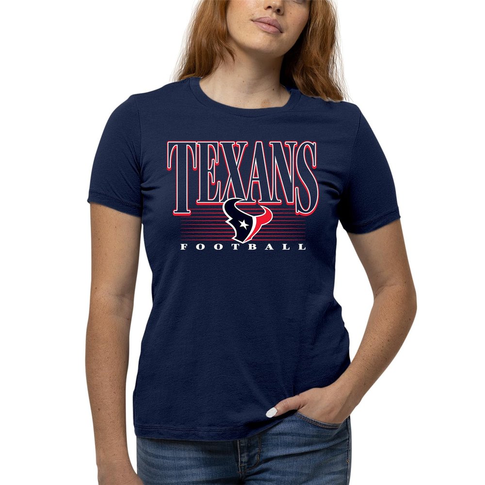Team Fan Apparel NFL Womens Overtime Blueprint Tag-Less T-Shirt, Ladies Football Tee, Short Sleeve, Soft Cotton, Vintage (Houston Texans - Navy, Medium)