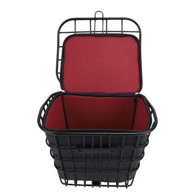 Basket, Multifunctional Front Storage Basket Water Dust Proof Metal Front with Black Liner Bag Suitable for Electric Bikes and Electric Scooters