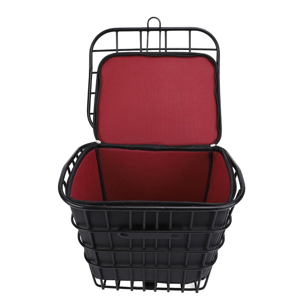 Basket, Multifunctional Front Storage Basket Water Dust Proof Metal Front with Black Liner Bag Suitable for Electric Bikes and Electric Scooters