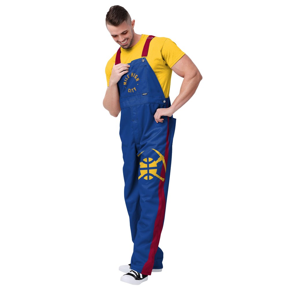 FOCO Men's Denver Nuggets NBA Logo Bib Overalls, Team Stripe