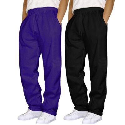 2 Pack Sweat Pants for Mens Wide Leg Joggers Pants Heavyweight Fleece Workout Jogging Loose Fit Trousers with Pocket