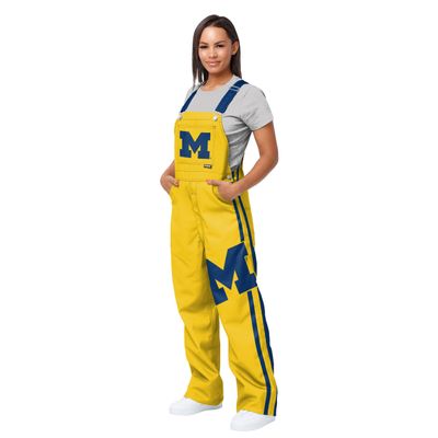FOCO Michigan Wolverines NCAA Womens Team Stripe Bib Overalls - XXL