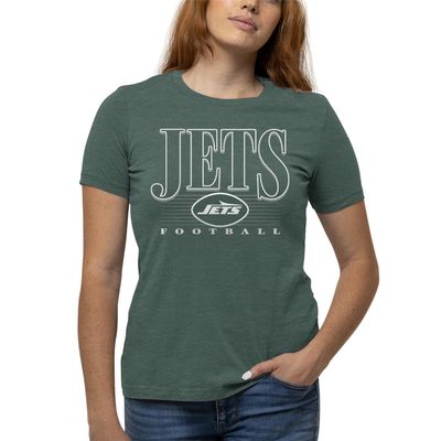 Team Fan Apparel NFL Womens Overtime Blueprint Tag-Less T-Shirt, Ladies Football Tee, Short Sleeve, Soft Cotton, Vintage (New York Jets - Green, Small)