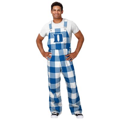FOCO Duke Blue Devils NCAA Mens Plaid Bib Overalls - XXXL