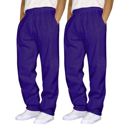 2 Pack Sweat Pants for Mens Wide Leg Joggers Pants Heavyweight Fleece Workout Jogging Loose Fit Trousers with Pocket