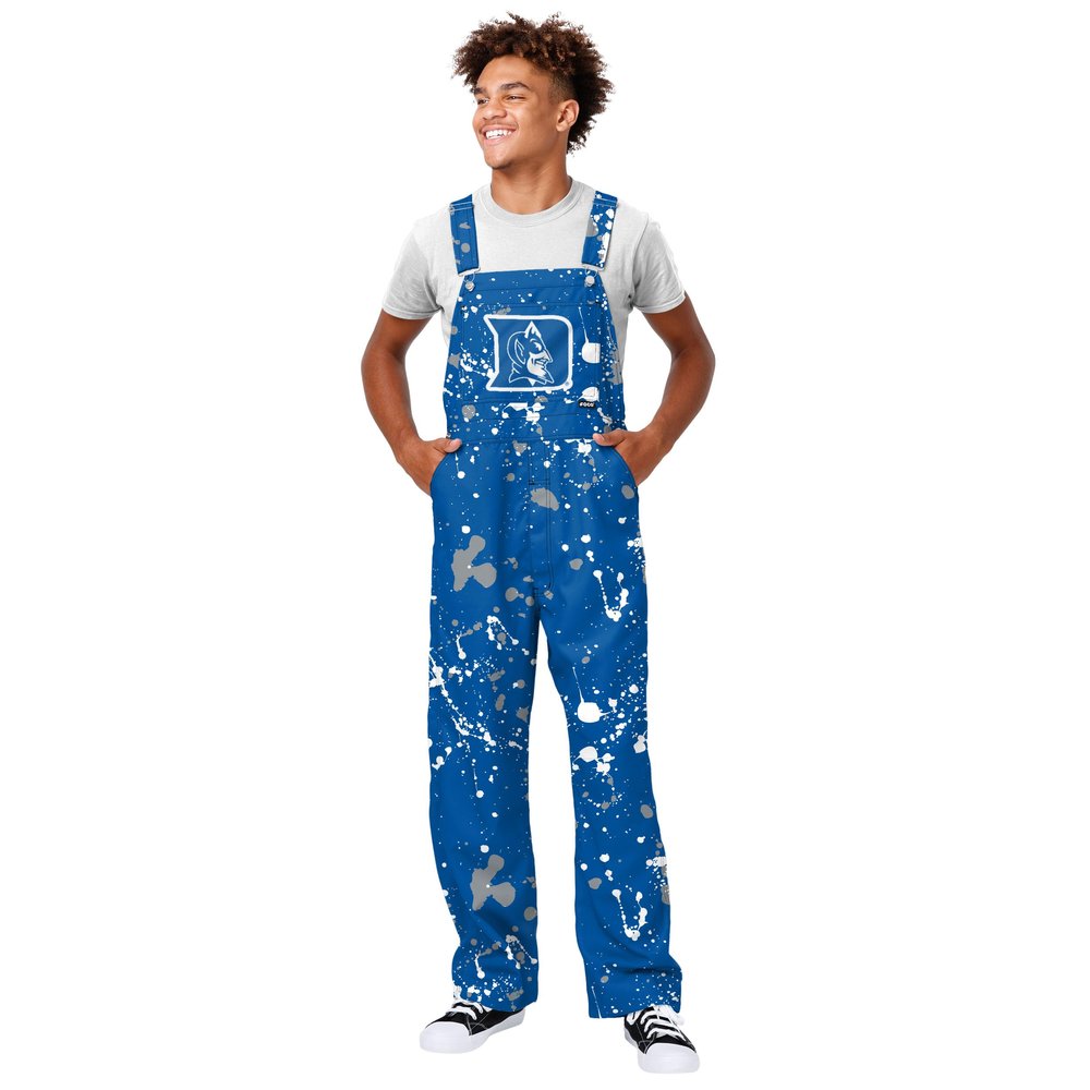 FOCO Duke Blue Devils NCAA Mens Paint Splatter Bib Overalls - XXXL
