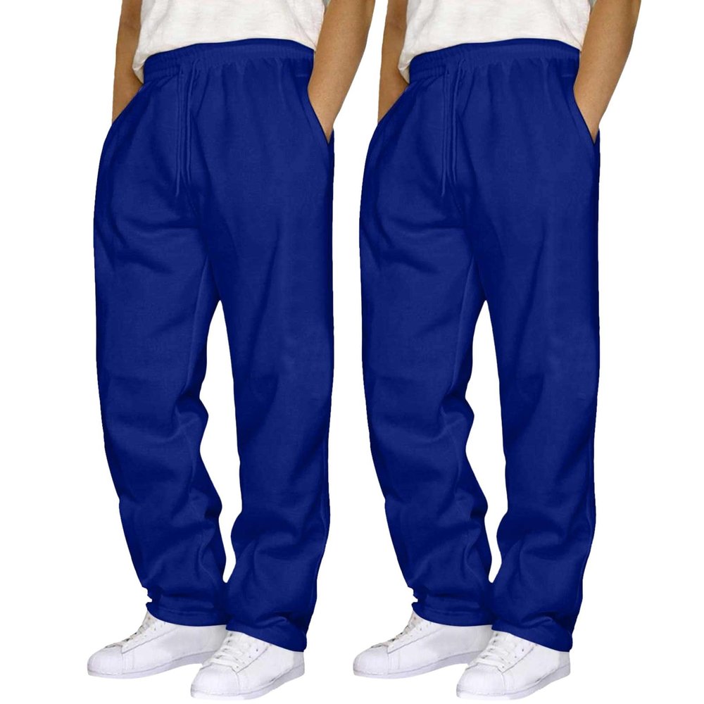 2 Pack Sweat Pants for Mens Wide Leg Joggers Pants Heavyweight Fleece Workout Jogging Loose Fit Trousers with Pocket