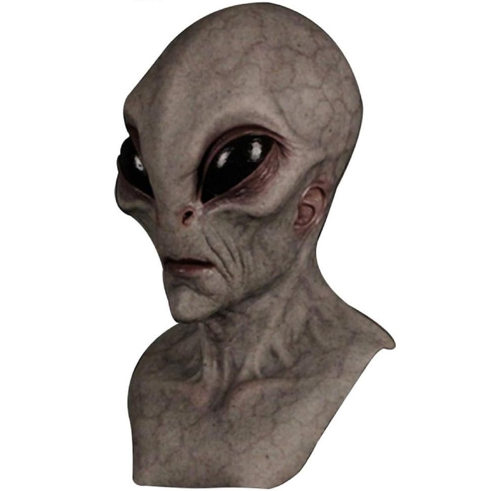 GpahrrDnij Men's Mask Alien Full Head Helmet Latex Black and White Headgear Halloween Costume Accessory Masque Play Props (E1)