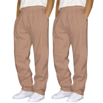 2 Pack Sweat Pants for Mens Wide Leg Joggers Pants Heavyweight Fleece Workout Jogging Loose Fit Trousers with Pocket