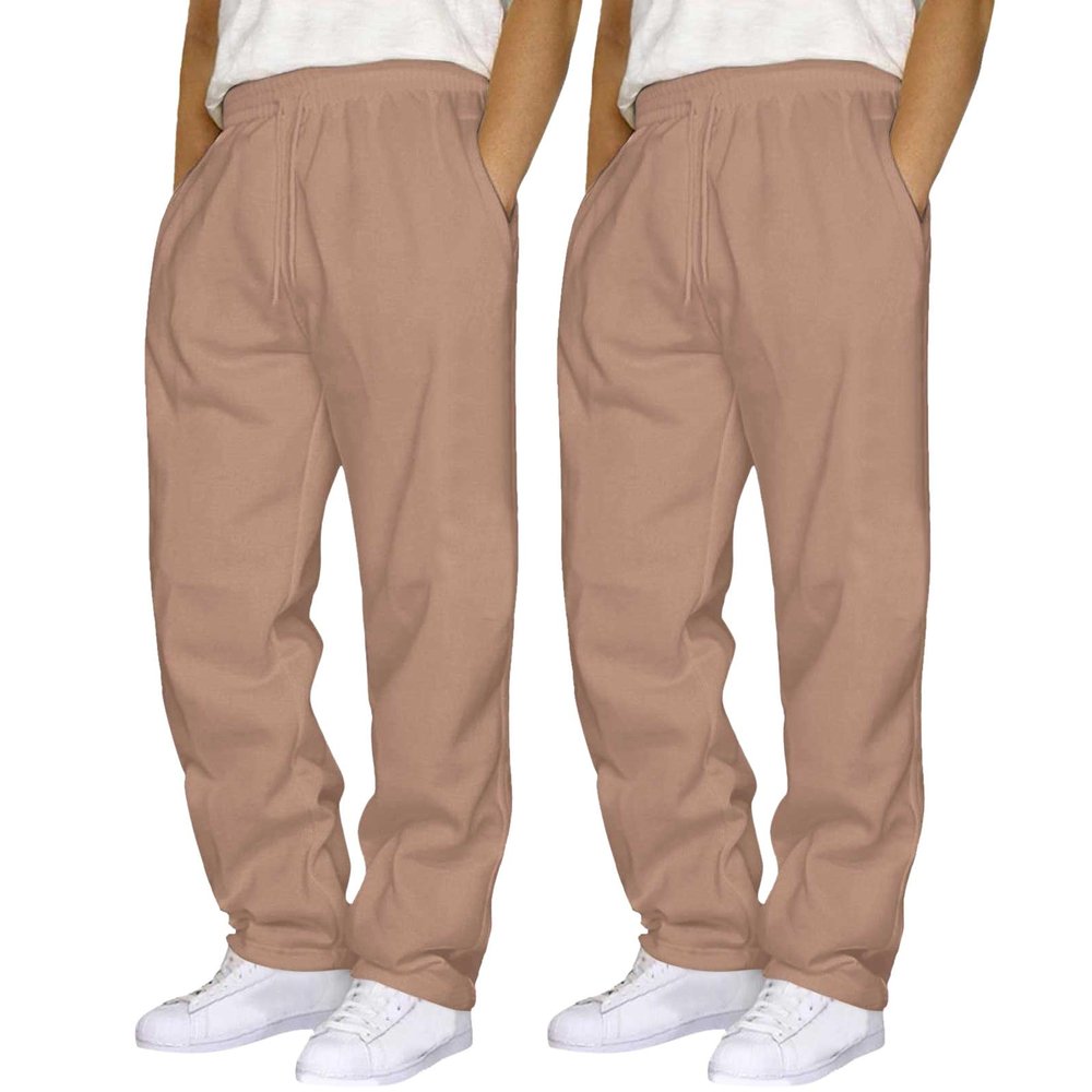2 Pack Sweat Pants for Mens Wide Leg Joggers Pants Heavyweight Fleece Workout Jogging Loose Fit Trousers with Pocket