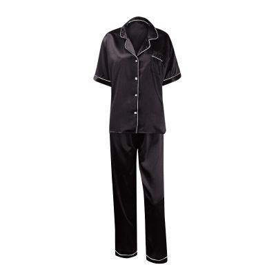 NREALY ropa para Mujer conjuntos bonitos Silk Button Down Pajamas for Women Satin Pajama Set for Women (Black-D,5X-Large)