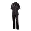 NREALY ropa para Mujer conjuntos bonitos Silk Button Down Pajamas for Women Satin Pajama Set for Women (Black-D,5X-Large) view 1