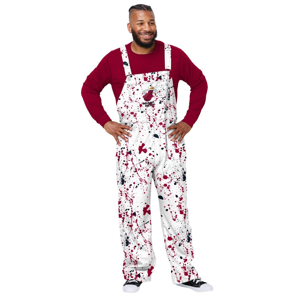 FOCO Men's Miami Heat NBA Team Logo Bib Overalls, Paint Splatter