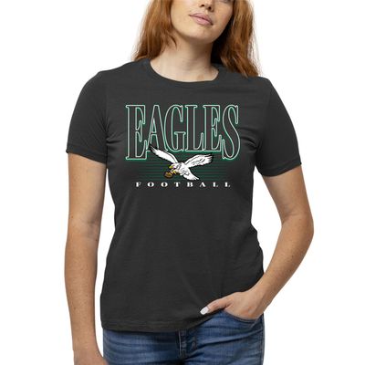 Team Fan Apparel NFL Womens Overtime Blueprint Tag-Less T-Shirt, Ladies Football Tee, Short Sleeve, Soft Cotton, Vintage (Philadelphia Eagles - Black, XX-Large)