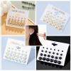 12 Pairs Set Pearl Stud Earrings Minimalist Dainty Hypoallergenic Elegant Round Ball Beads Stud Earrings Set for Women5mm 8mm 10mm 12mm - Black view 2