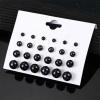 12 Pairs Set Pearl Stud Earrings Minimalist Dainty Hypoallergenic Elegant Round Ball Beads Stud Earrings Set for Women5mm 8mm 10mm 12mm - Black view 4