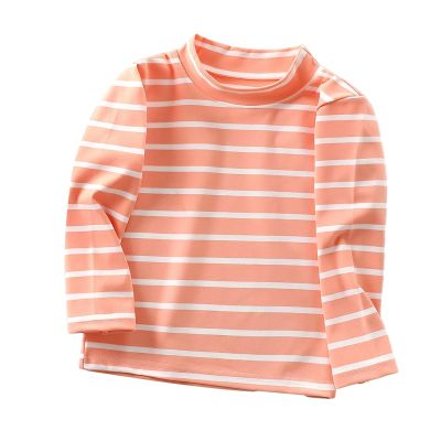 Little Girls Long Sleeve Striped Turtleneck Tee Shirts Soft Pullover Slim Stretchy Crewneck Tops Kids (A, 1-2 Years)