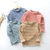 Little Girls Long Sleeve Striped Turtleneck Tee Shirts Soft Pullover Slim Stretchy Crewneck Tops Kids (A, 1-2 Years) view 2
