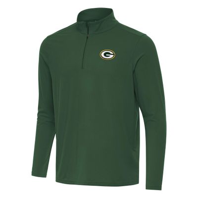 Antigua Men's Green Green Bay Packers Intent Quarter-Zip Pullover Top