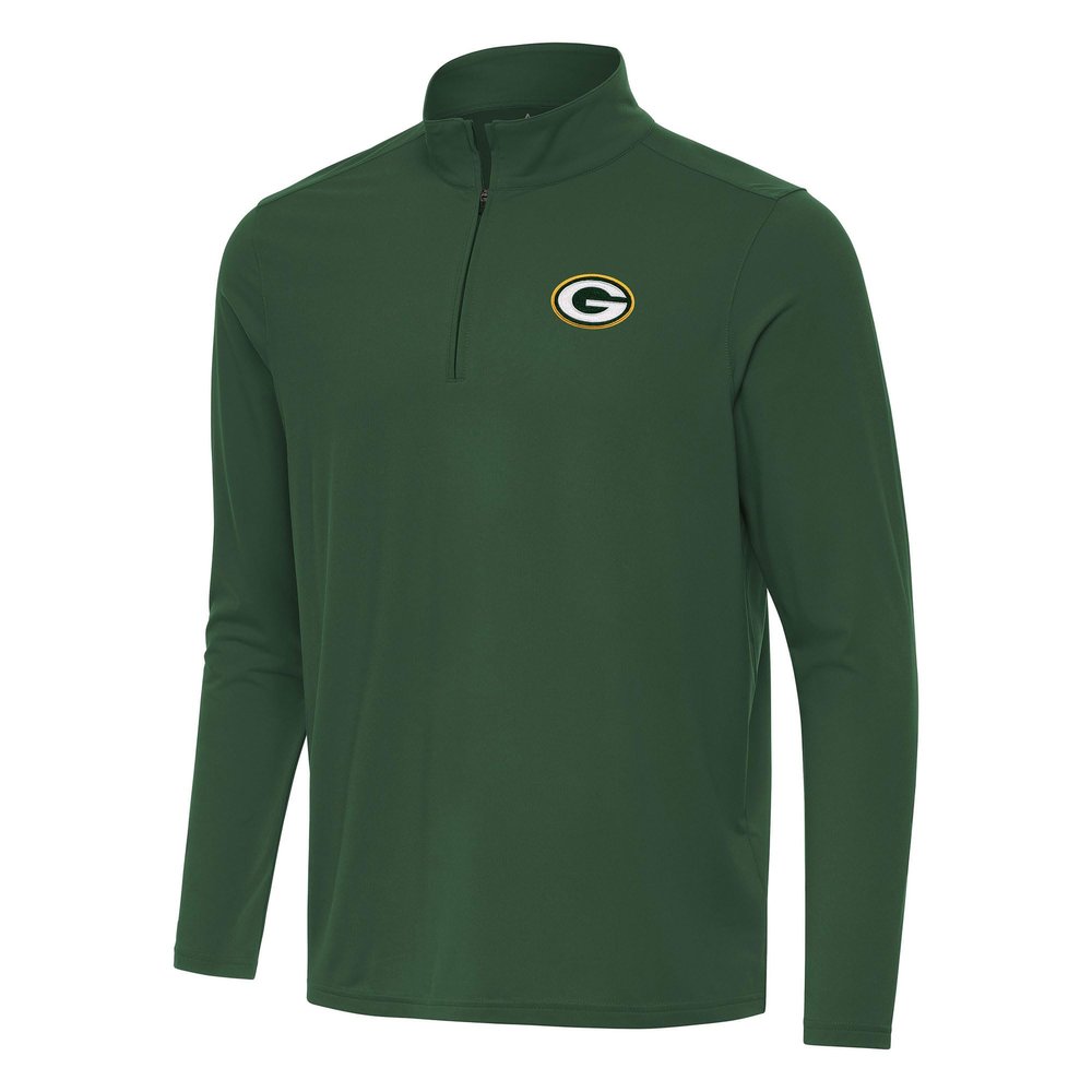 Antigua Men's Green Green Bay Packers Intent Quarter-Zip Pullover Top