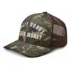 RIVEMUG NG Camo Dirty Hands Clean Money Embroidered Curved Bill Camouflage Trucker Hat Low Crown Adjustable Cap view 4