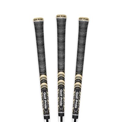 Golf Pride MCC Golf Club Grip - All-Weather Hybrid Grip - Brushed Cotton Cord & Pebbled Texture - Moisture-Wicking Technology - Midsize - Black/Gold - 3 Pack