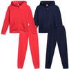 Real Love Girls Sweat Suit Set - 4 Piece Soft Fleece Zip Up Hoodie and Athletic Jogger Sweatpants for Girls (Sizes: 7-16), Size 10-12, Navy/Coral view 1