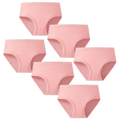 SEVENCANDY Little Girls Cotton Panties Kids Soft Undies Toddler Breathable Briefs Underwear (6Pink,4T)