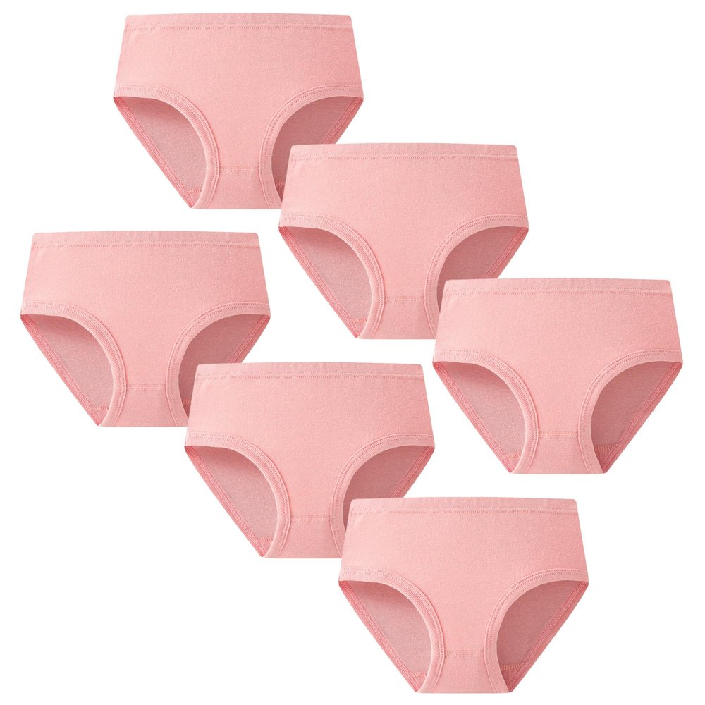SEVENCANDY Little Girls Cotton Panties Kids Soft Undies Toddler Breathable Briefs Underwear (6Pink,4T)