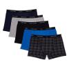 Calvin Klein Kids Boys' Modern Cotton Boxer Brief Underwear 5-Pack, Gray Plaid/Victoria Blue/Black/Heather Gray/Black Iris, Medium view 2
