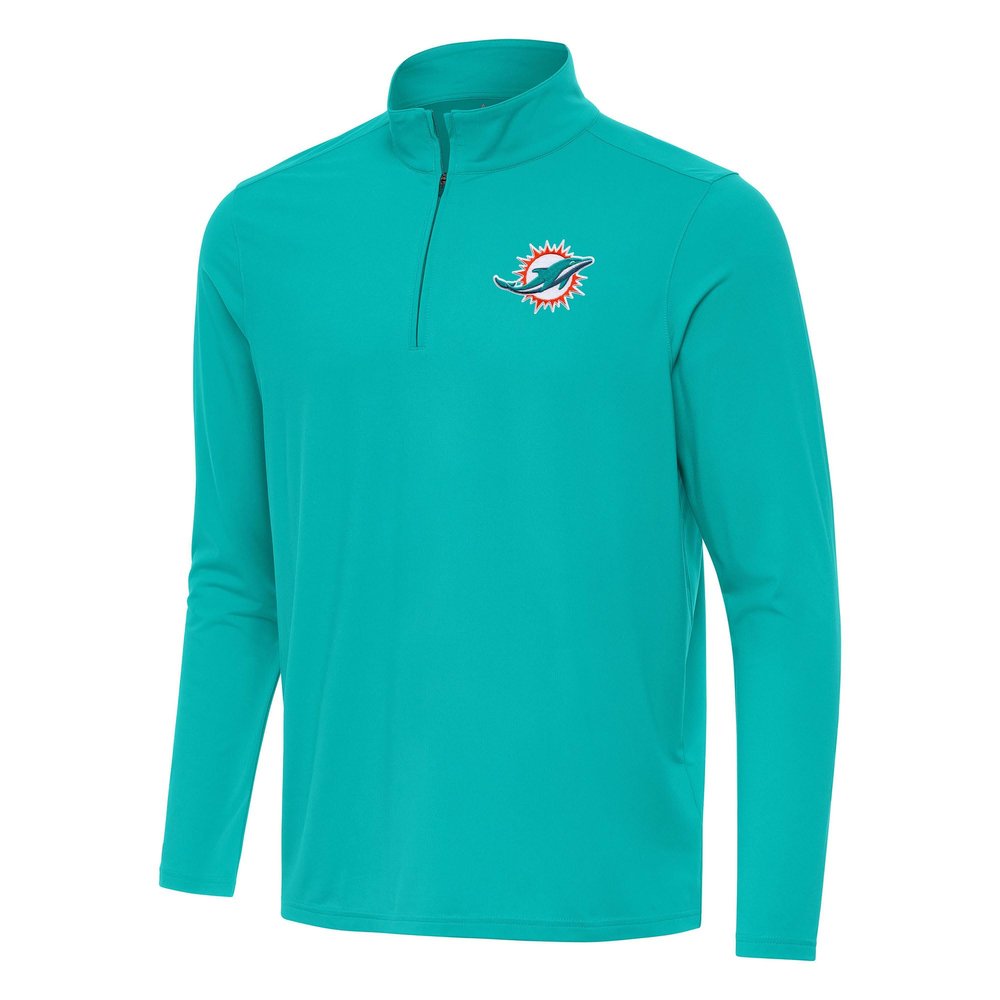 Antigua Men's Aqua Miami Dolphins Intent Quarter-Zip Pullover Top