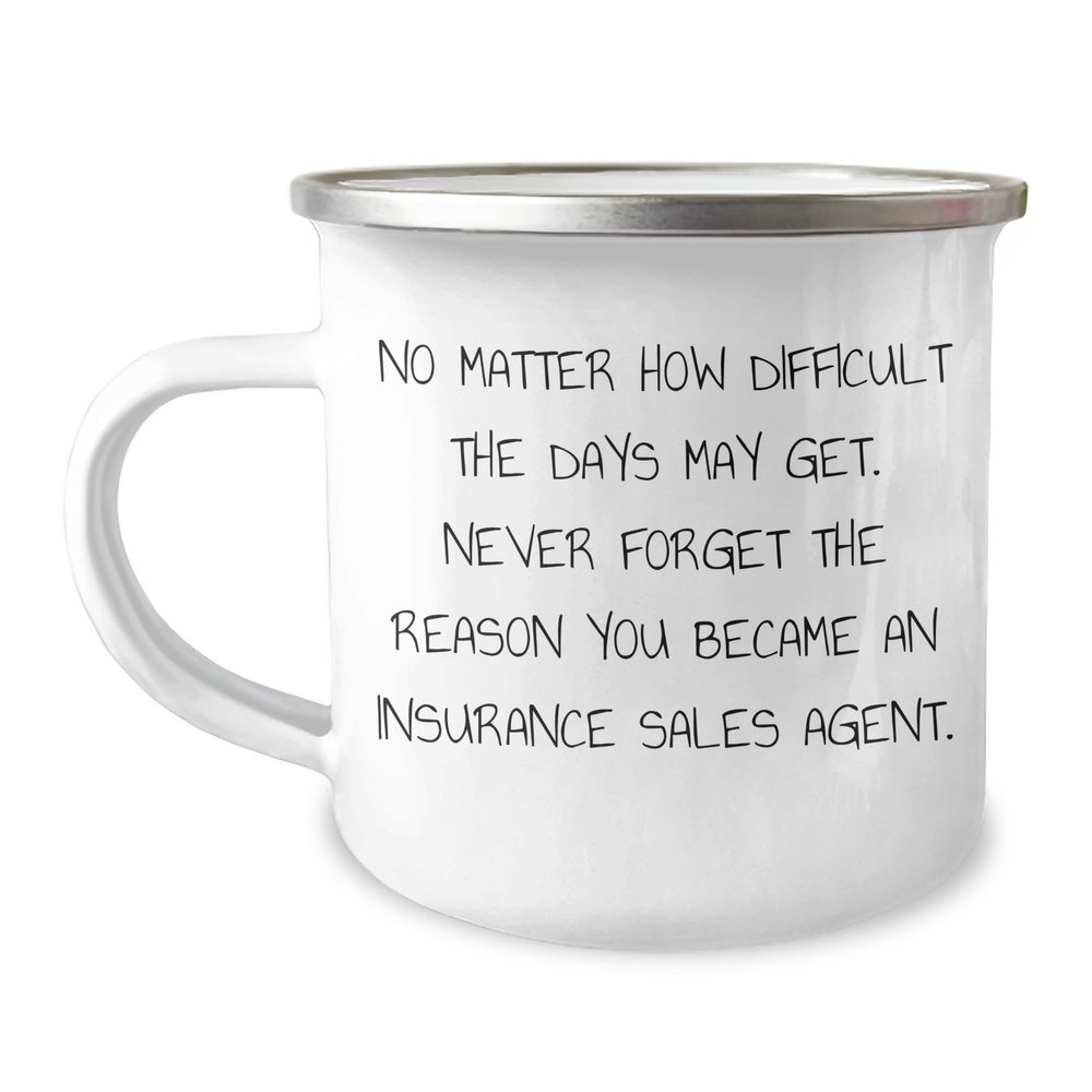 Inspirational Gifts for Insurance Sales Agents - No Matter How Tough the Days Get, Never Forget Why You Started - Funny Camping Mug for Insurance Professionals on Their Birthday
