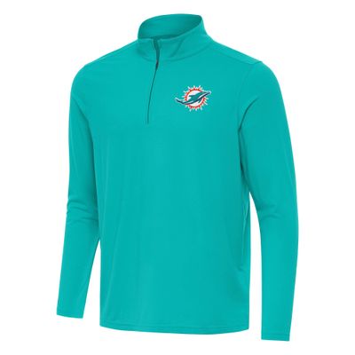 Antigua Men's Aqua Miami Dolphins Intent Quarter-Zip Pullover Top