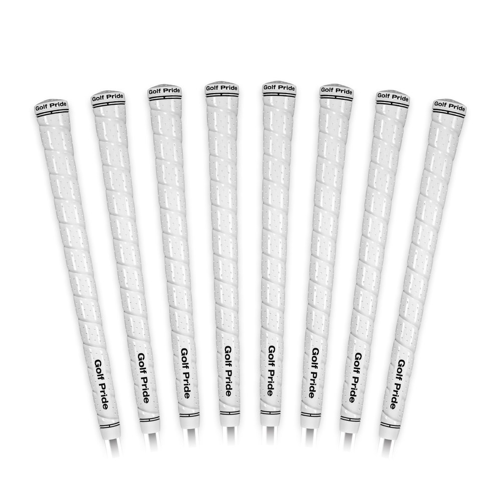 Golf Pride Tour Wrap Golf Grip - Comfortable, Durable Grip for Clubs - Classic Wrap Design with High-Tack Feel - Rubber Construction - Standard - White - 8 Pack