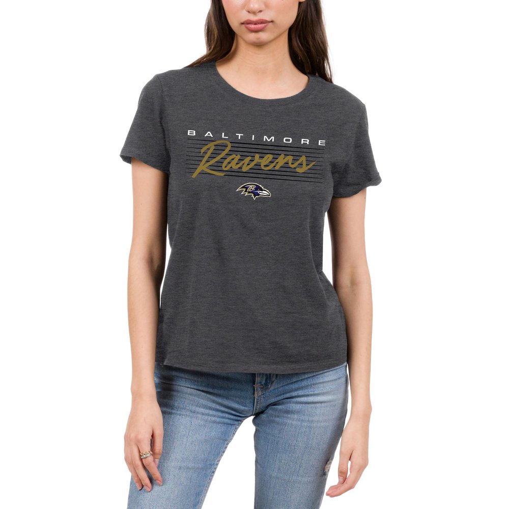 Baltimore Ravens Retro Script Lines - NBA Women's Short Sleeve Fan T-Shirt