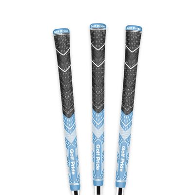 Golf Pride MCC Plus4 Golf Club Grip - All-Weather Hybrid Grip with Larger Lower Hand - Brushed Cotton Cord & Pebbled Texture - Standard - Light Blue/White - 3 Pack