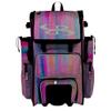 Boombah Rolling Superpack Baseball/Softball Gear Bag - Telescopic Handle - Holds 4 Bats - Wheeled Version - Cascade Glitter Amethyst/Orchid/Violet/Magenta view 1