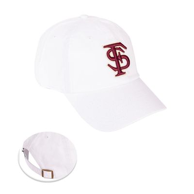 Desert Cactus Florida State University Baseball Hat Seminoles FSU Brimmed Embroidered Hats Cap Adjustable Cloth Strap Adult (Style G1) White