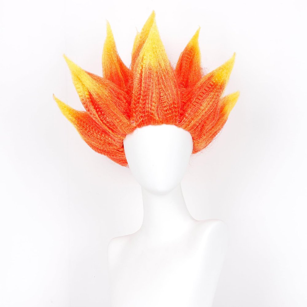 BEAUEXE Short Orange Yellow Ombre Wig Prestyled Spiky Fire Costume Wig for Fire Cosplay Costume Wig