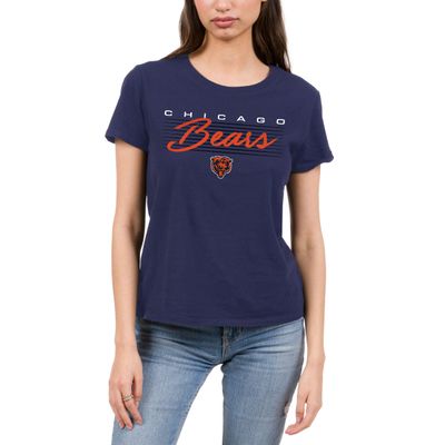 Junk Food NFL - Chicago Bears Retro Script Lines Women's SS T-Shirt Navy
