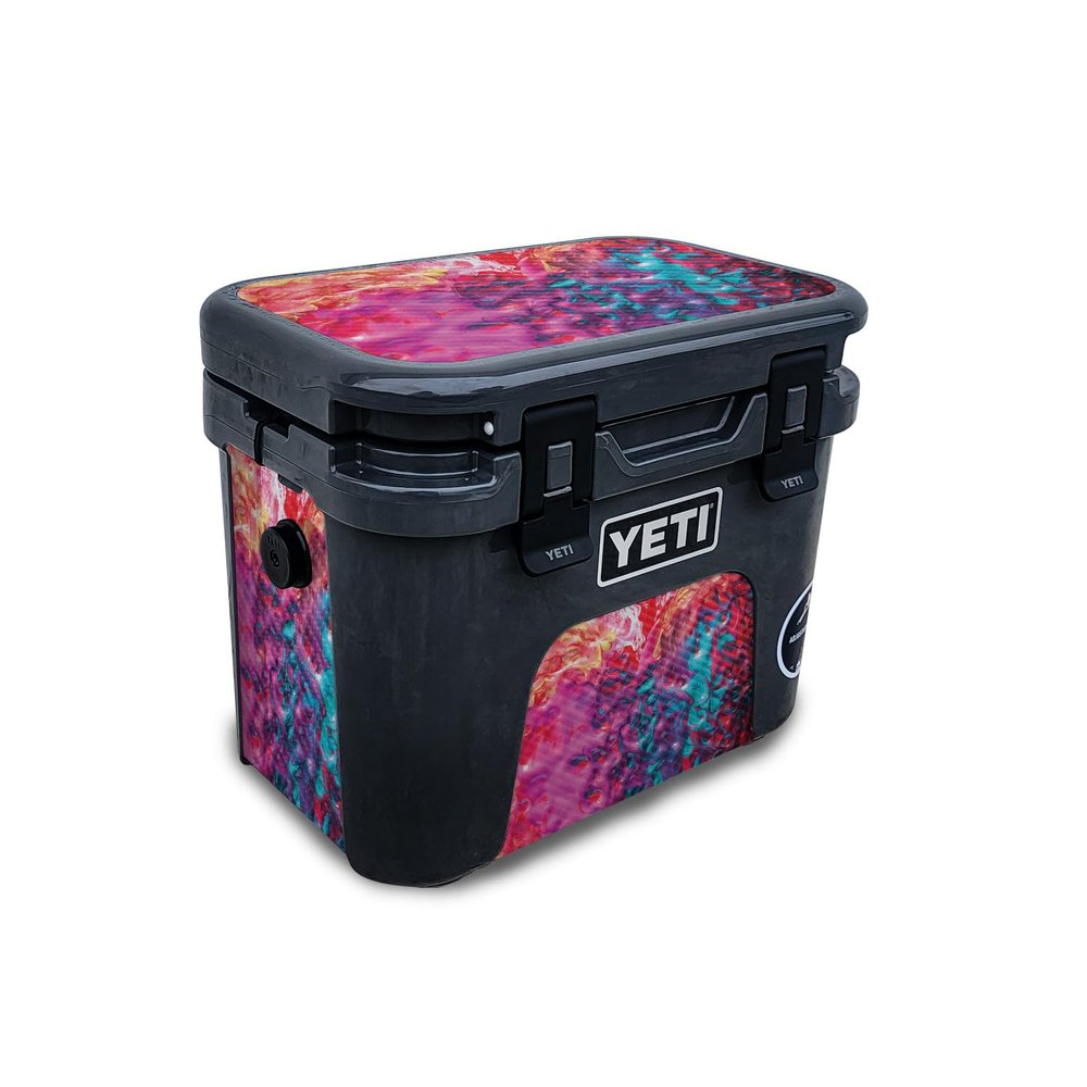 Carbon Fiber Skin Compatible with Yeti Roadie 15 Hard Cooler - Paint Party - Premium 3M Vinyl Protective Wrap Decal Cover - Easy to Apply | Crafted in The USA by MightySkins