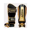 Martial Arts Shin Guards for Kickboxing, Muay Thai, MMA, and Sparring - Durable PU Leather with High-Density Padding - Adjustable Straps for Men, Women, Youth, Gold, L/XL view 1